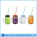 new products 500 ml custom plastic drinking mason jar with handle and straw